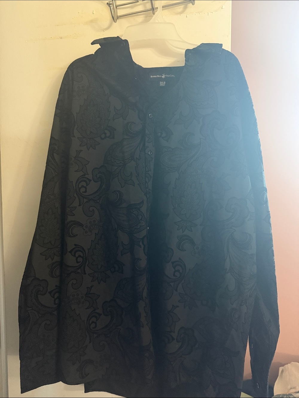 Beverly Hills Polo Club Black Paisley Jacquard Button-Front Jacket